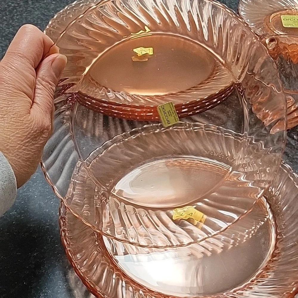 Vintage Arcoroc Dinne Set for 4 Rosaline Made France Midcentury Modern 16 Pieces